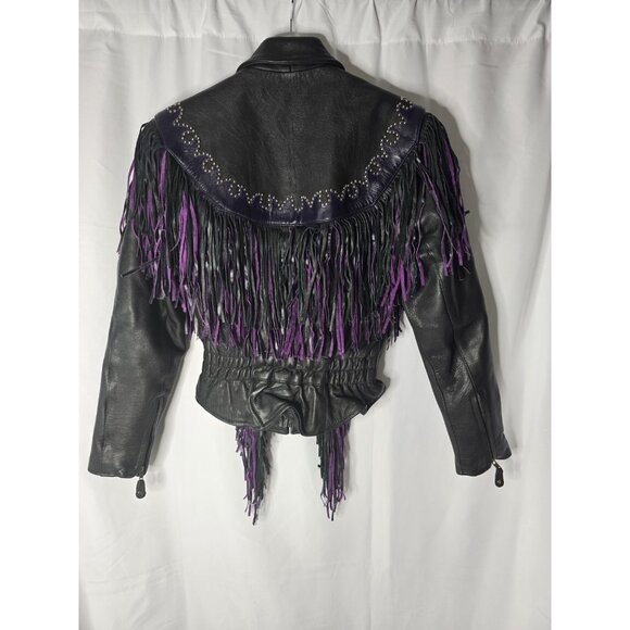 Western World By Shaf Leather Jacket SMALL Fringe Southwestern *BROKEN ZIPPER* - Picture 9 of 16